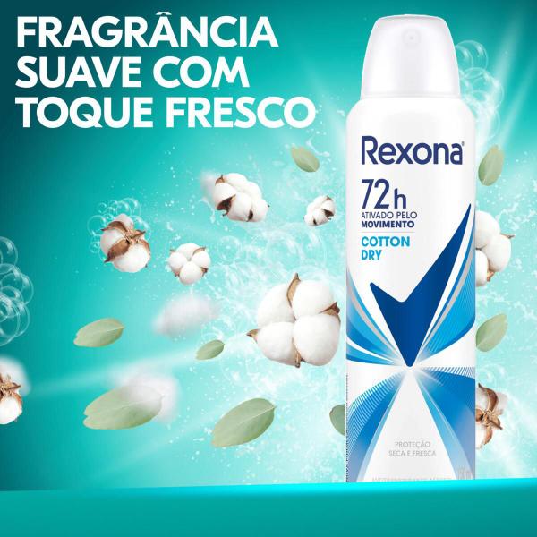 Imagem de Kit 4 Desodorantes Rexona Motionsense Antitranspirante Aerossol Cotton Dry 150ml