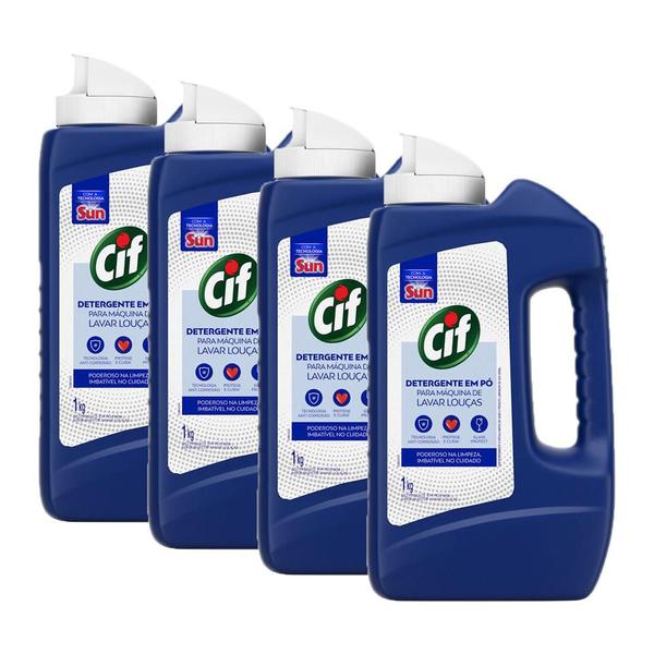 Imagem de Kit 4 Detergentes em Pó CIF para Lava Louças 1kg cada