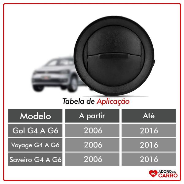 Imagem de Kit 4 Difusor de Ar Gol Voyage Saveiro G6 13 a 16 Preto