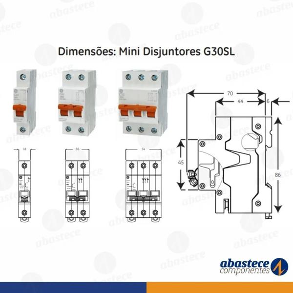 Imagem de Kit 4 Disjuntores Unipolar Din Ge 40a/50a