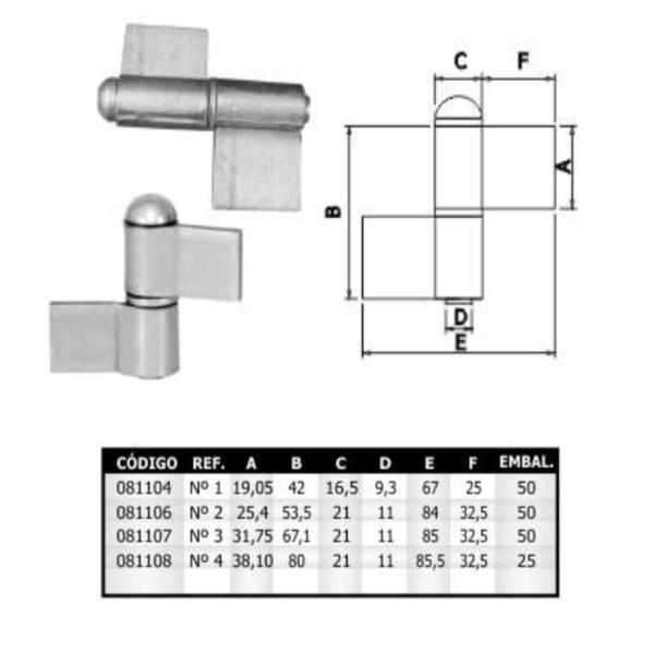 Imagem de Kit 4 Dobradiça Gonzo Nº1 Com Aba 3/4'' Porta Portão Ferro