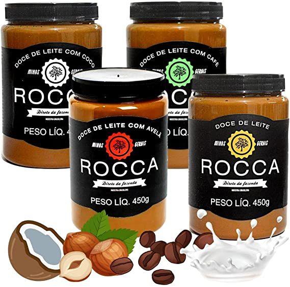 Imagem de Kit 4 Doce De Leite Rocca 450g Tradicional-Café-Coco-Avelã