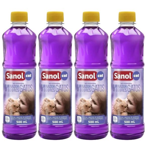 Imagem de Kit 4 Eliminador de Odores Sanol Cat Frag Lavanda 500 Ml