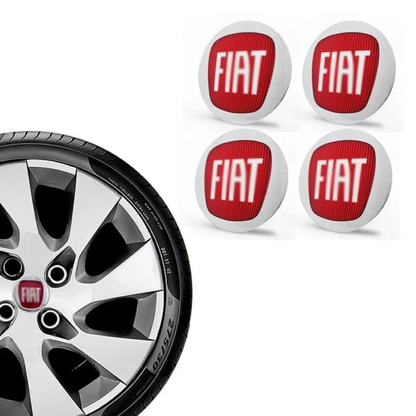 Imagem de Kit 4 Emblema Fiat Vermelho para Calota GFM Aro 13 14 15