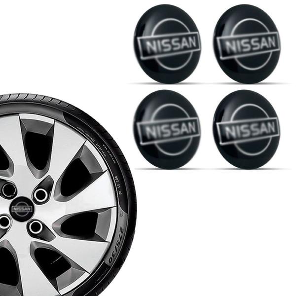 Imagem de Kit 4 Emblema Nissan Preto para Calota GFM Aro 13 14 15