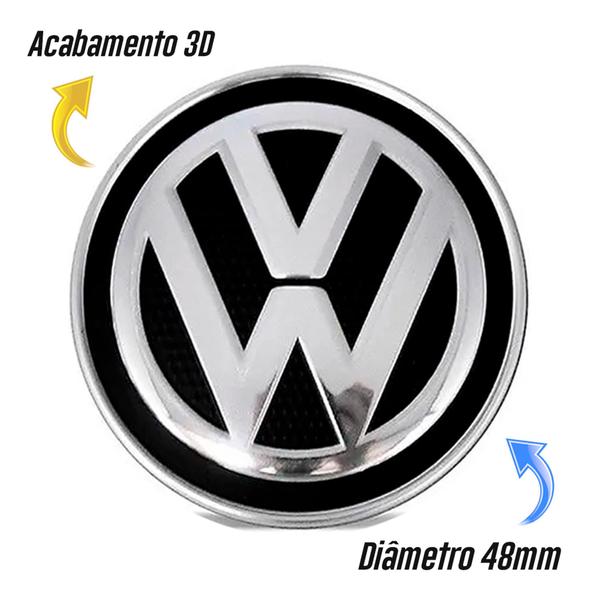 Kit 4 Emblema Resinado Volkswagen Calota 48mm - Outlet Car Imagem de Kit 4 Emblema Resinado Volkswagen Calota 48mm