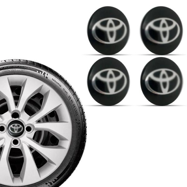 Imagem de Kit 4 Emblema Toyota Preto para Calota MFG Aro 13 14 15