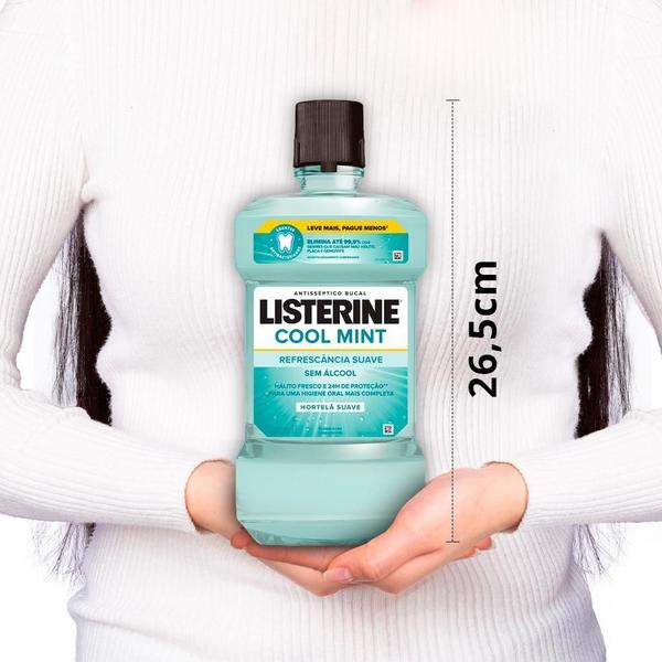 Imagem de Kit 4 Enxaguantes Bucais Listerine Cool Mint Refrescância Suave sem Álcool 1L cada