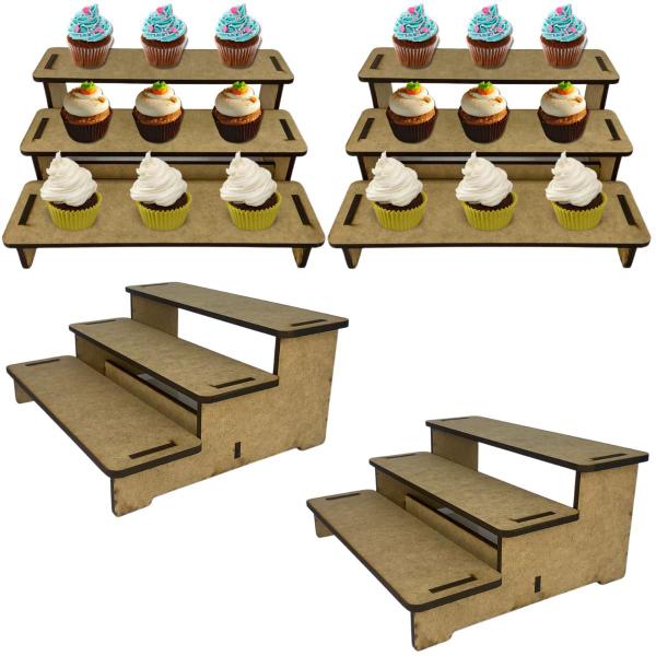 Kit 4 Escadinha 3 Andares Expositor MDF Doces Festa Buffet - Nielshop Imagem de Kit 4 Escadinha 3 Andares Expositor MDF Doces Festa Buffet
