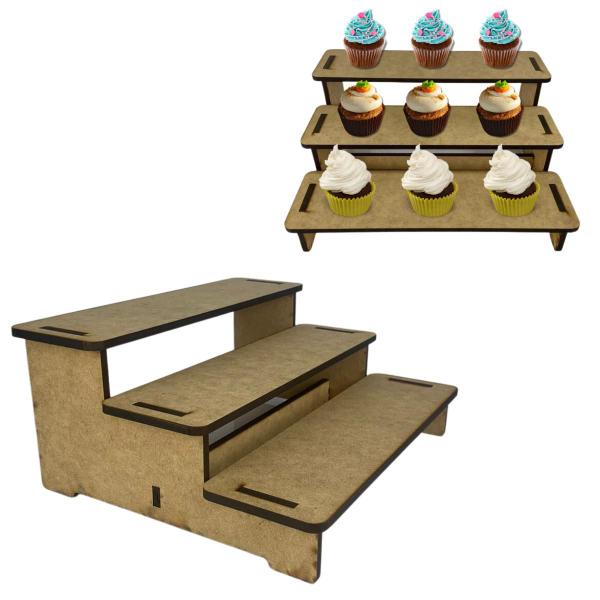 Kit 4 Escadinha 3 Andares Expositor MDF Doces Festa Buffet - Nielshop Imagem de Kit 4 Escadinha 3 Andares Expositor MDF Doces Festa Buffet