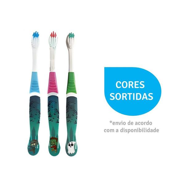 Imagem de Kit 4 Escovas de Dentes Infantil 4 Anos Cerdas Super Macias  Klin Coleção Assutadores