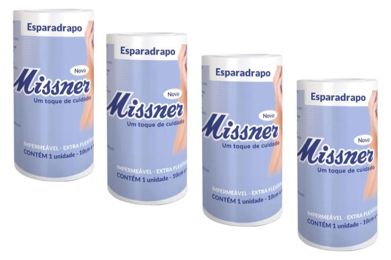 Imagem de Kit 4 Esparadrapo Impermeável 10cm X 4,5m Branco - Missner