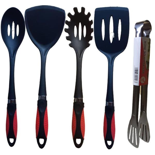 Imagem de Kit 4 Espatula Culinária Colher Arroz Carne 34 Cm Pegador