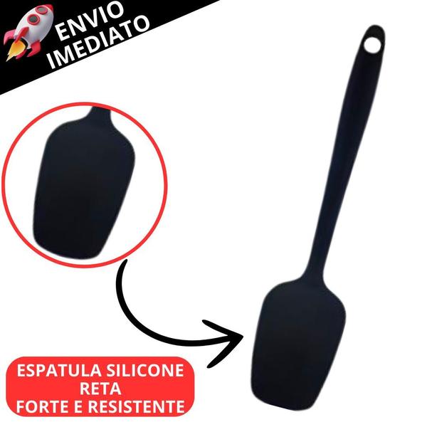 Imagem de Kit 4 Espátula De Silicone Reta Chapeiro Antiaderente Utensílio de Cozinha Restaurante Casa