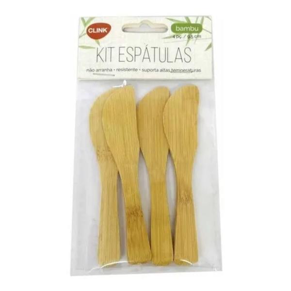 Imagem de Kit 4 Espátulas de Bambu Para Manteiga Patê Geleia 9,5cm