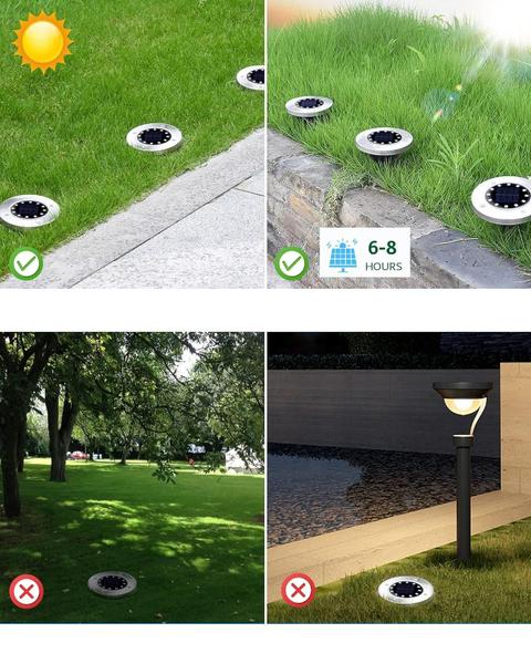 Imagem de Kit 4 Espeto de jardim solar com fotocélula inox à prova d'água disco de iluminação spot para grama chão área externa