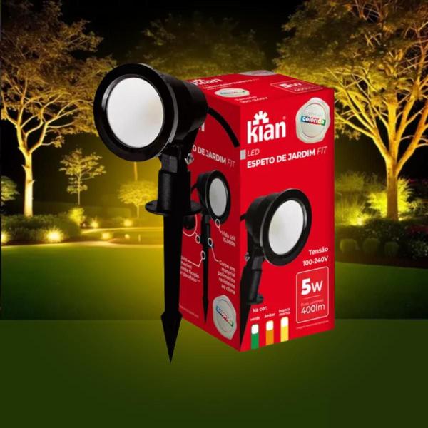 Imagem de Kit 4 Espeto LED Jardim Fit 5w Luz Amarela A prova dagua