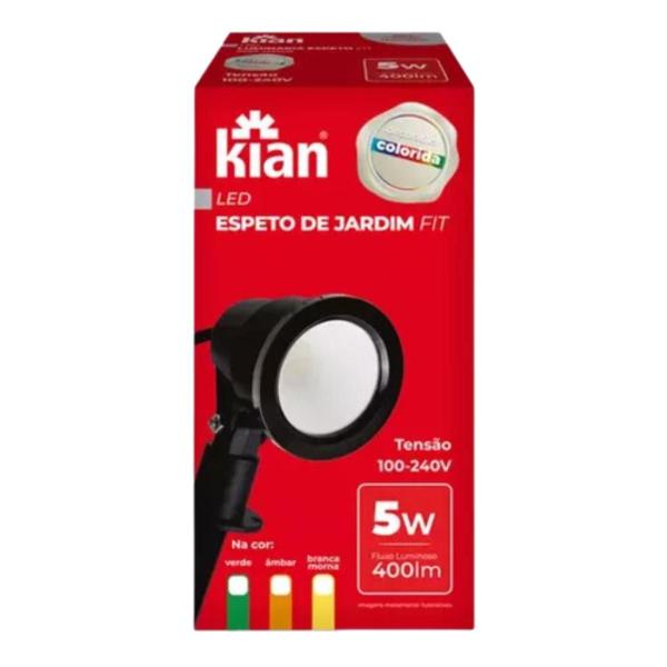 Imagem de Kit 4 Espeto Led Preto Jardim Fit 5w Luz Verde Bivolt Ip65