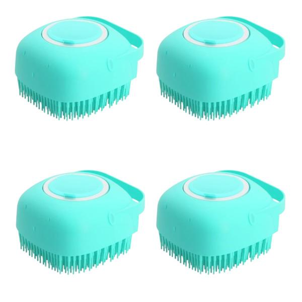 Imagem de kit 4 Esponja De Silicone P/ Banho Com Dispenser Shampoo Sabonete para criança cachorro massageador