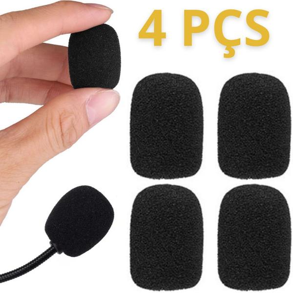 Imagem de Kit 4 Espuma Protetora Microfone Headset Intercomunicador Lapela Ruído Vento Anti Puff