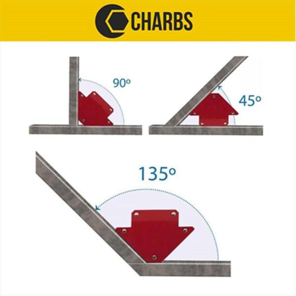 Imagem de Kit 4 Esquadros Magnéticos Para Solda 11Kg 25Lb Charbs