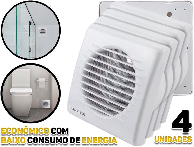 Imagem de Kit 4 Exaustores Banheiro Ventilador Ventisol 100mm Bivolt 12318