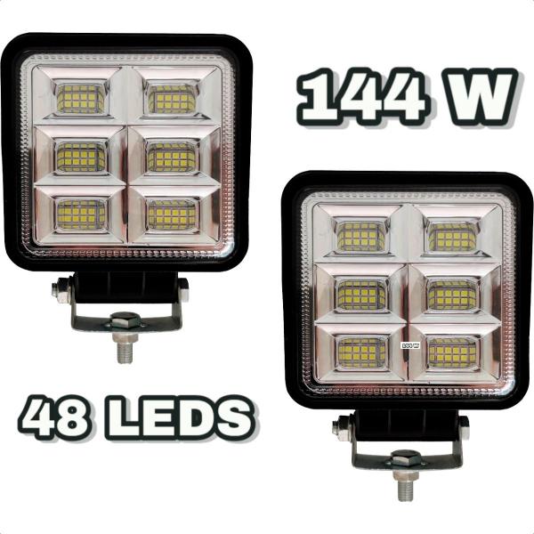 Imagem de KIT 4 Faróis de Milha Auxiliares 48 Led 144W LE-6721 Jeep Caminhonete Trator Escavadeira