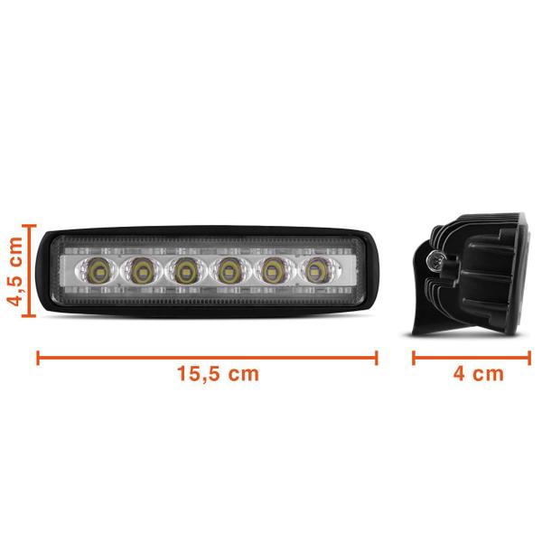 Imagem de Kit 4 Faróis de Milha Retangular Slim Universal 6 LEDs 18W 12/24V Carro Moto Caminhão Jeep Off-Road