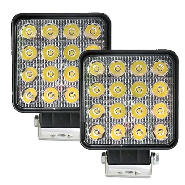 Imagem de Kit 4 Farol De Led Quadrado 16 Led Bi-volt 10-30v 48w Branco