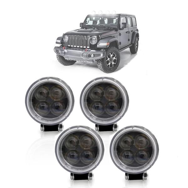 Imagem de Kit 4 Farol De Milha Auxiliar 4 Led Redondo Off-Road Trilha