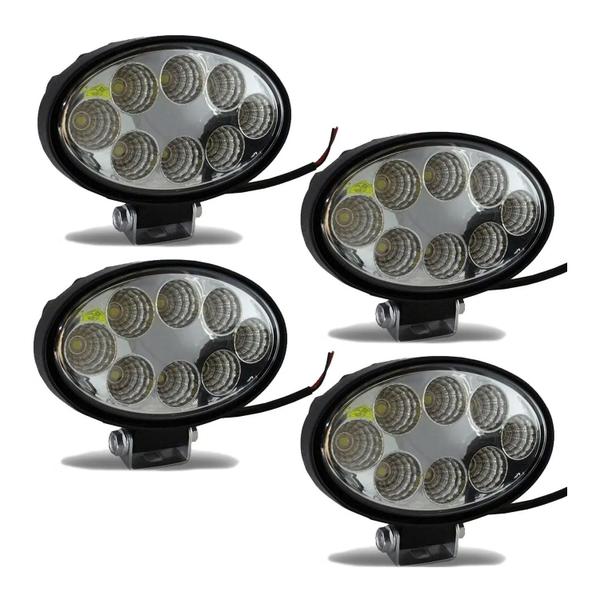 Imagem de Kit 4 Farol Milha 8 Led 24w 12v 24v Oval Carro Trator