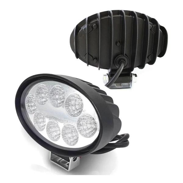 Imagem de Kit 4 Farol Milha 8 Led 24w 12v 24v Oval Carro Trator