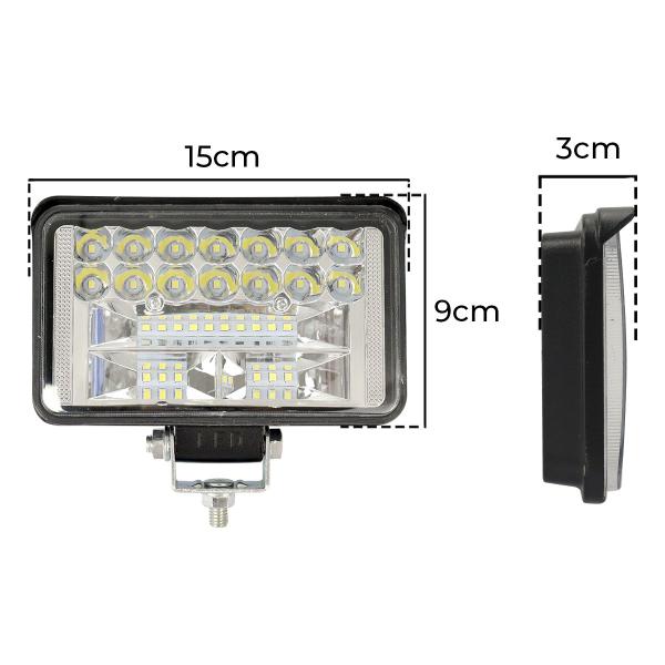 Imagem de Kit 4 Farol Milha Led Retangular 90w Trator Carro Caminhão 12v 24v