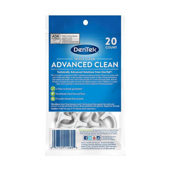 Imagem de Kit 4 Fios Dental Dentek Floss Picks Triple Clean Advanced 20un cada