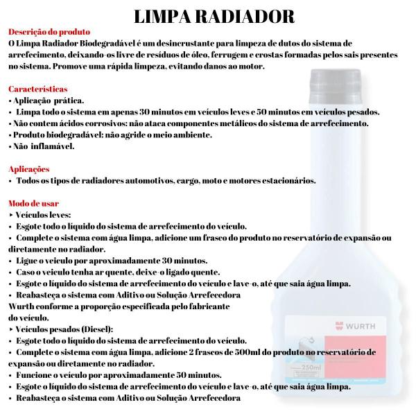 Kit 4 Fluidos Pronto para uso + Limpador + Selante tapa furo para Arrefecimento Radiador Wurth Imagem de Kit 4 Fluidos Pronto para uso + Limpador + Selante tapa furo para Arrefecimento Radiador Wurth
