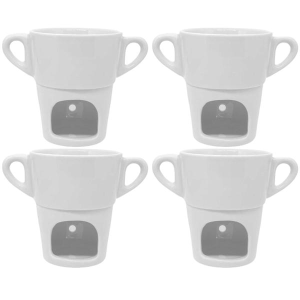 Imagem de Kit 4 Fondue Porcelana Branca Caneca 250 ml Chocolate Queijo 1 Linha