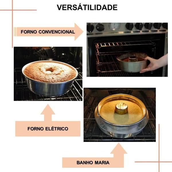 Imagem de Kit 4 Forma Assadeira De Bolo Redonda Alumínio Com Furo 18Cm