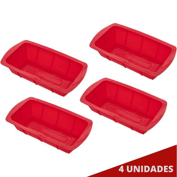 Imagem de Kit 4 Formas Silicone 25,5cm X 13,5cm Retangular Sortida