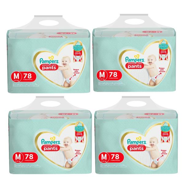 Imagem de Kit 4 Fralda Infantil Pampers Premium Care Pants Tamanho M com 78 Unidades