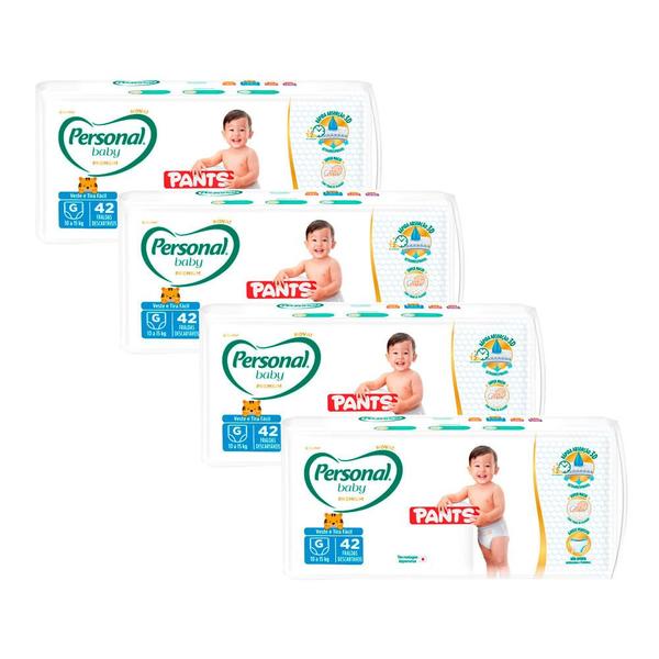 Imagem de Kit 4 Fralda Personal Baby Premium Pants Tamanho G com 42 Unidades