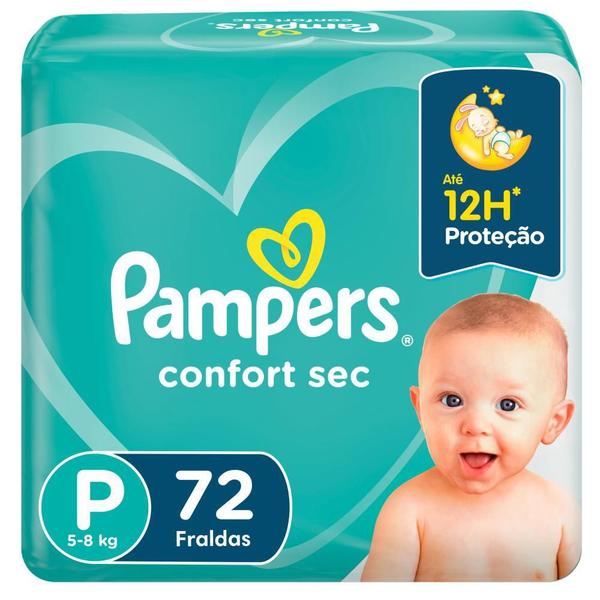 Imagem de Kit 4 Fraldas Pampers Confort Sec Super Tamanho P 72 Unidades