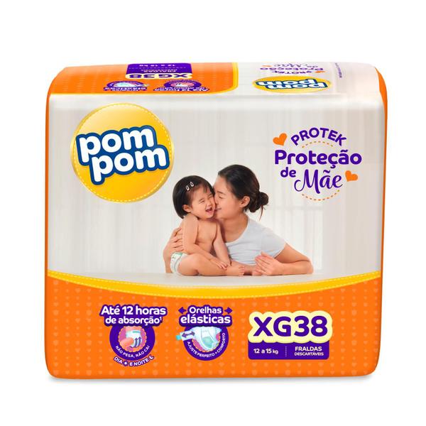 Imagem de Kit 4 Fraldas Pom Pom Protek Proteção de Mãe Mega XG com 38un cada