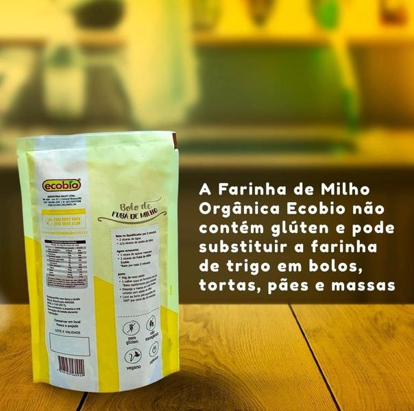 Imagem de Kit 4 Fubá De Milho Farinha Sem Glúten Vegano Ecobio 400g