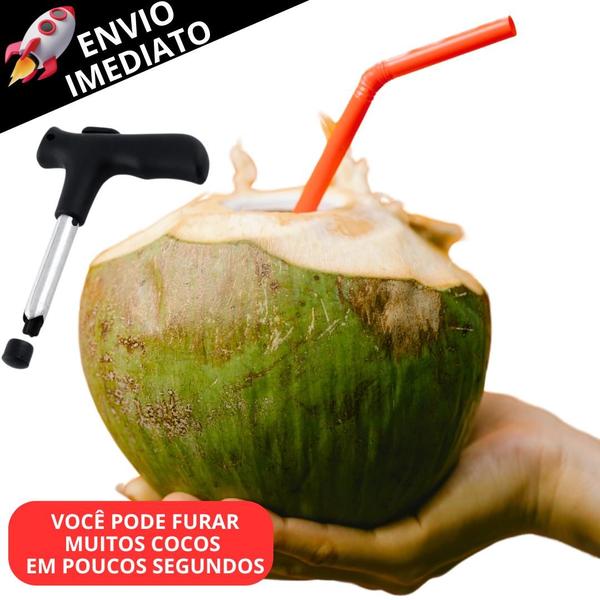 Imagem de Kit 4 Furador Abridor De Coco em Inox Profissional Resistente Manual Fácil de Abrir