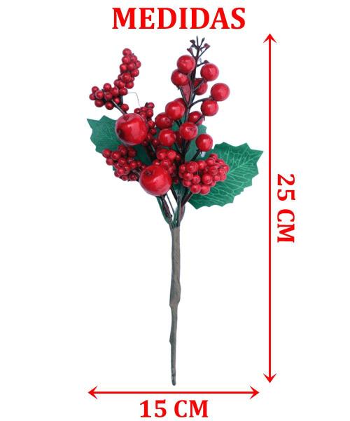 Imagem de Kit 4 Galho Jardim Artificial Natal Frutas Vermelha De 25cm