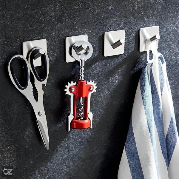 Kit 4 Ganchos Adesivo Parede Inox Pendurar Toalhas Roupas - OPEN ZEE Imagem de Kit 4 Ganchos Adesivo Parede Inox Pendurar Toalhas Roupas