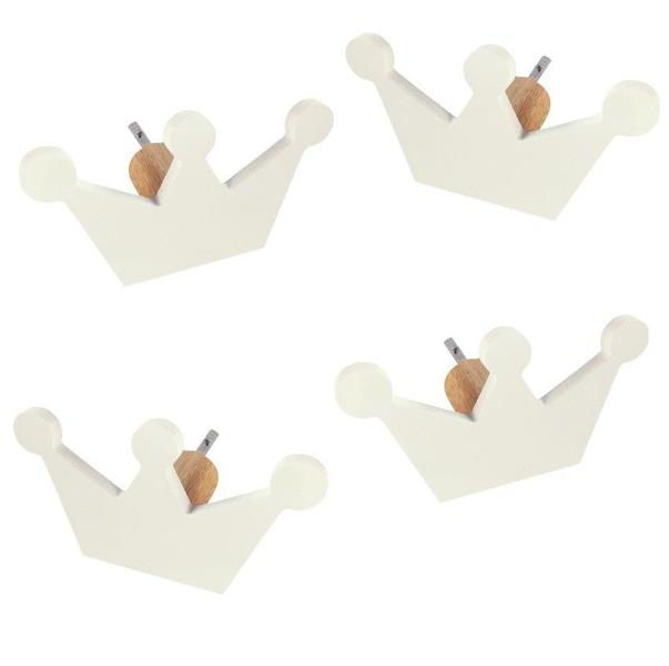Kit 4 Ganchos de parede Mdf laminado Coroa - Souvenir Decor Imagem de Kit 4 Ganchos de parede Mdf laminado Coroa