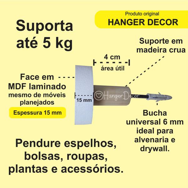 Imagem de Kit 4 Ganchos pendurador de parede bola MDF 15mm 4 tamanhos