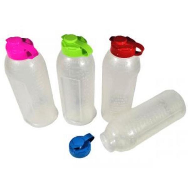 Imagem de Kit 4 Garrafa de Agua Para Geladeira 1,5L Modelo Frutas 1500ml Transparente Com Tampa Arca Plast