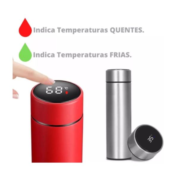 Imagem de Kit 4 Garrafas Térmicas Aço Inox Termômetro Led Digital